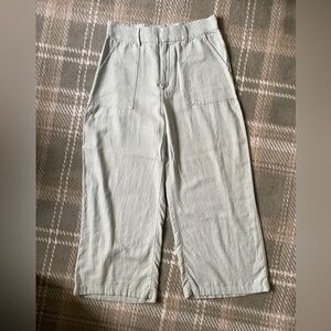 Abercrombie high rise wide leg linen blend sage green trousers L